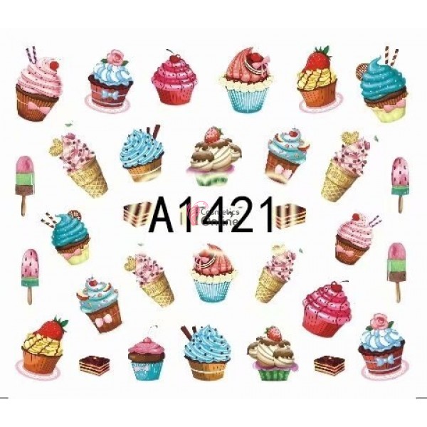 Stickere cu Apa pentru unghii cod A1421 Prajituri